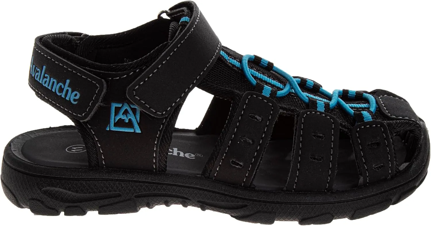Avalanche Kids Close Toe Sandal with Strap Closure - Durable Walking Sport Sandals for Boys (sizes: 11-13 Little Kid / 1-4 Big Kid)