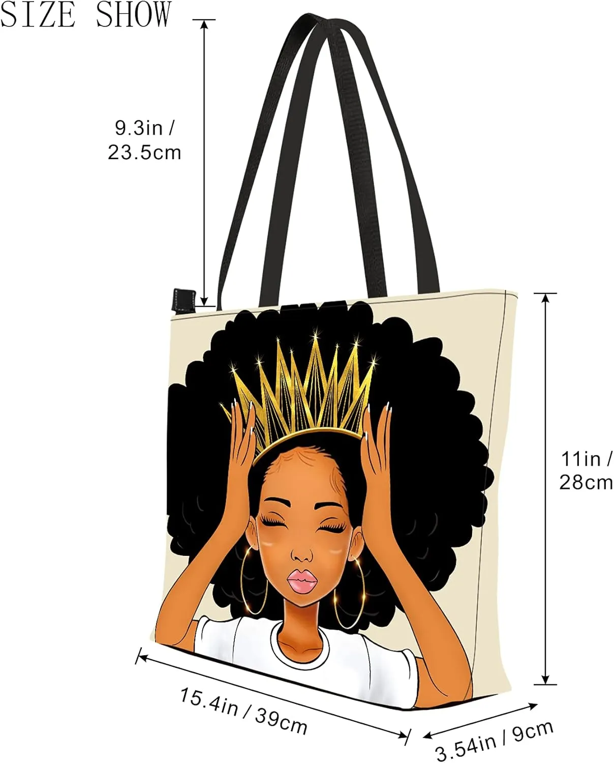 AZPSRT Tote Bag for Women African American Shoulder Handbag Large Capacity Work Fit 15.4 Inch/17.7inch