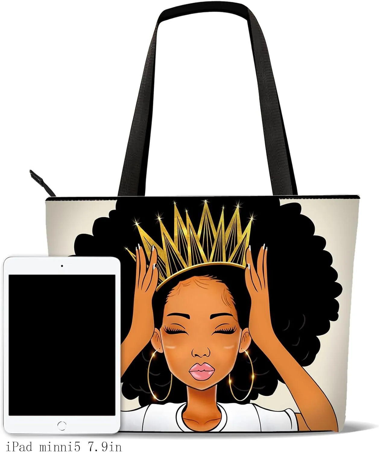 AZPSRT Tote Bag for Women African American Shoulder Handbag Large Capacity Work Fit 15.4 Inch/17.7inch