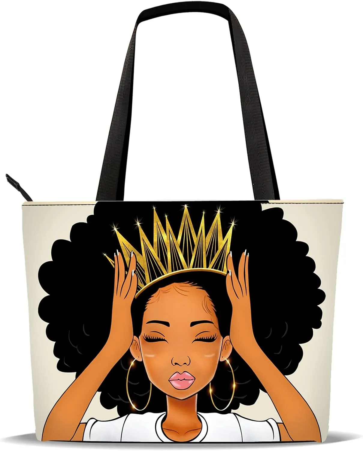 AZPSRT Tote Bag for Women African American Shoulder Handbag Large Capacity Work Fit 15.4 Inch/17.7inch