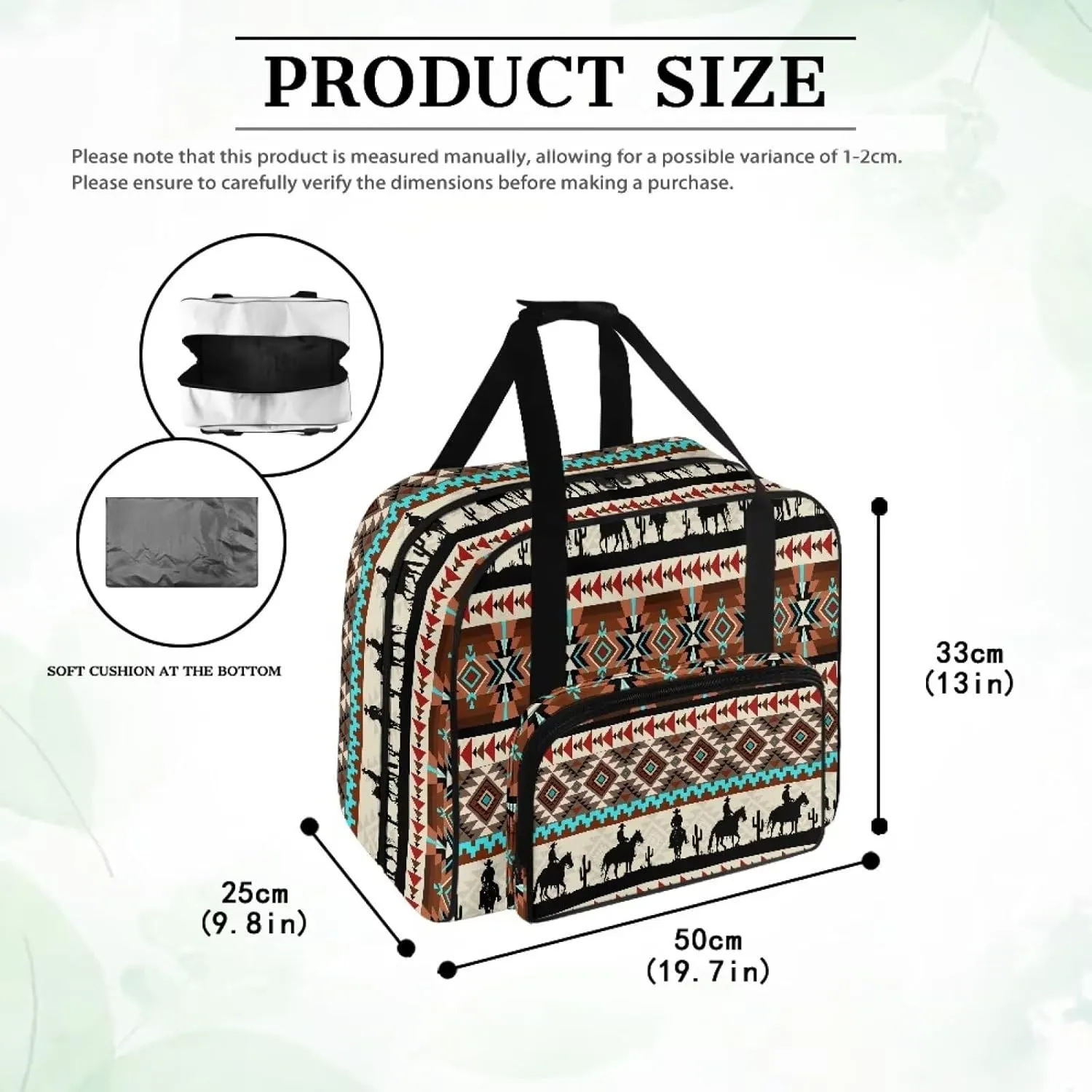 Aztec Sewing Machine Carrying Case with Top Wide Opening, Sewing Machine Bag Compatible with Most Sewing Machines and Parts