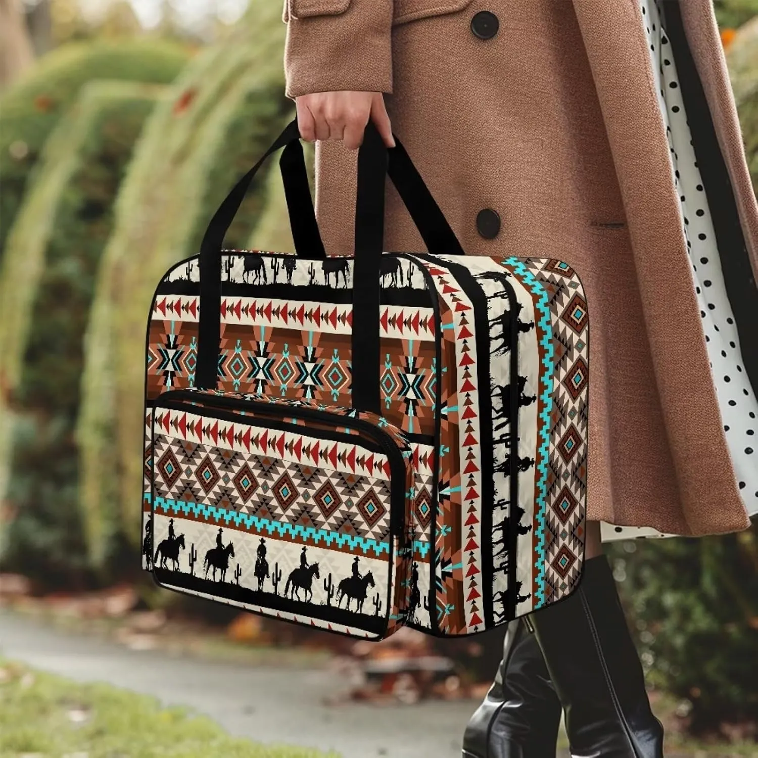 Aztec Sewing Machine Carrying Case with Top Wide Opening, Sewing Machine Bag Compatible with Most Sewing Machines and Parts