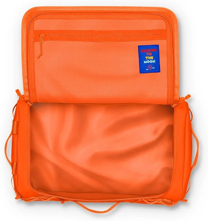 Baboon to the Moon Small Duffle Bag – Small Gym Bag, Travel Duffel Bags for Women and Men, Duffle Bag for Travel, Backpack, Overnight Bag (Orange)