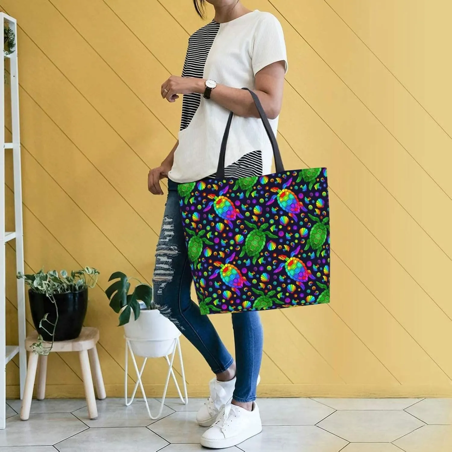 Baby Chicks Reusable Grocery bags Big Capacity Shopping Bag Canvas Shoulder Tote Handbag for Women Girls