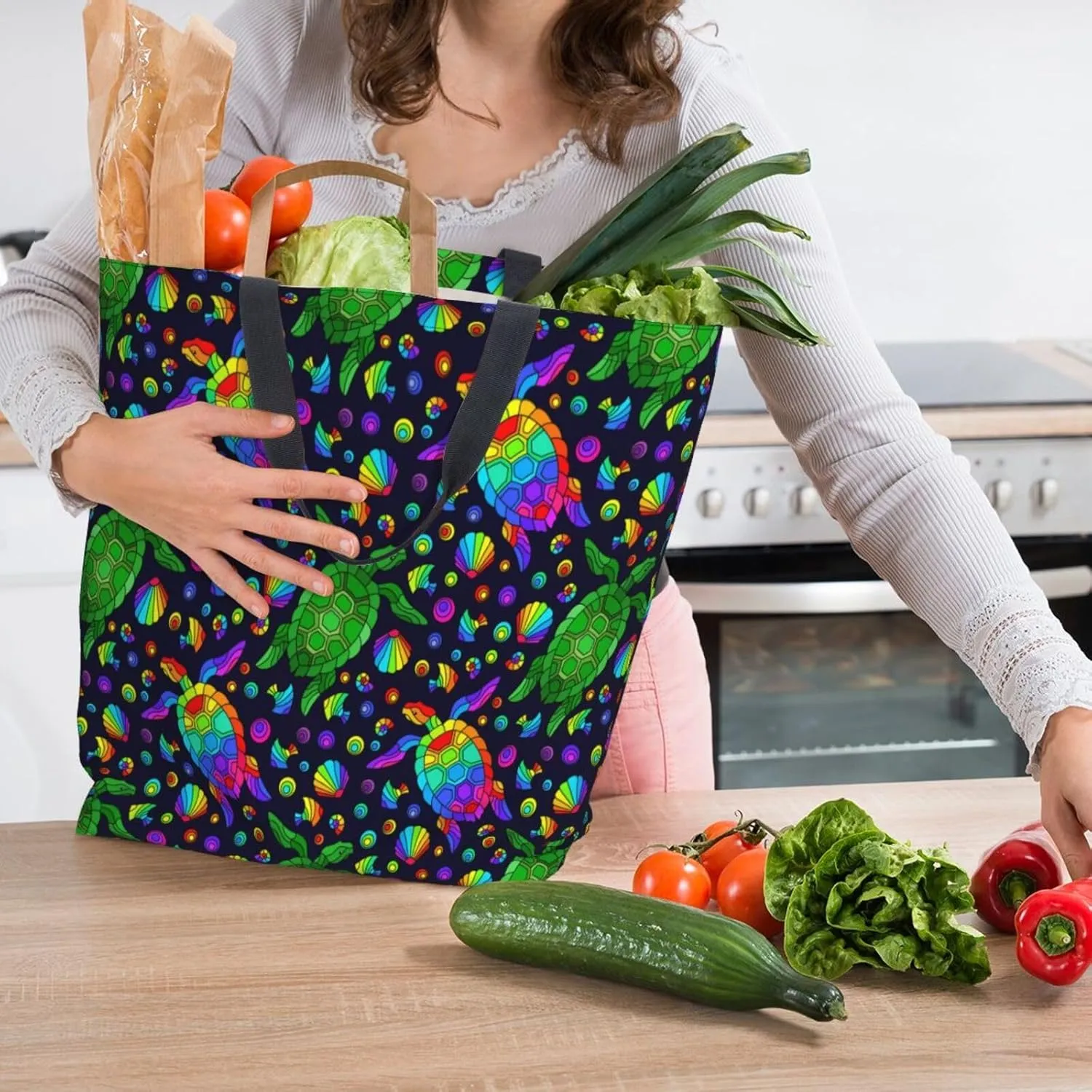 Baby Chicks Reusable Grocery bags Big Capacity Shopping Bag Canvas Shoulder Tote Handbag for Women Girls