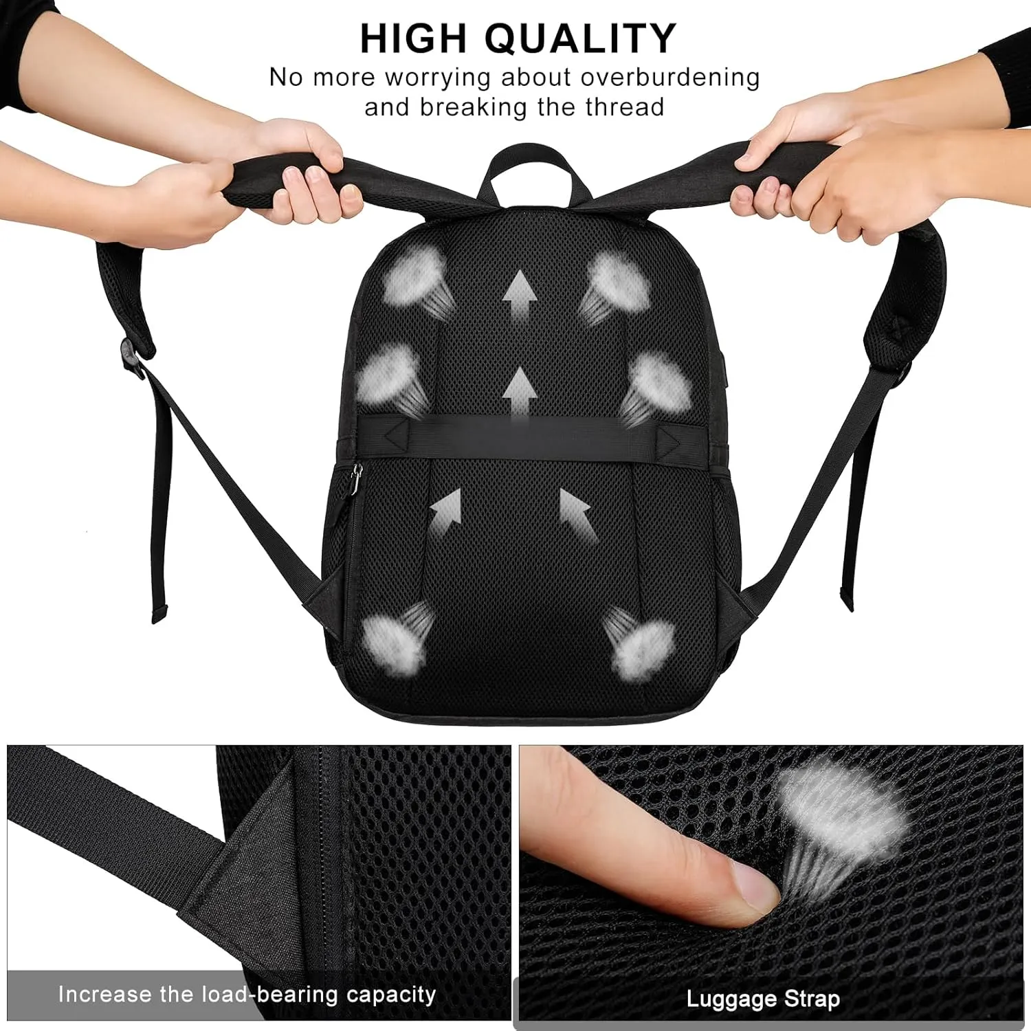 Backpack for School, Backpack for Men and Teen Boy,15.6 inch Laptop Back Pack for High School and College Students with USB Charging Port, Waterproof Computer Bookbag, Black