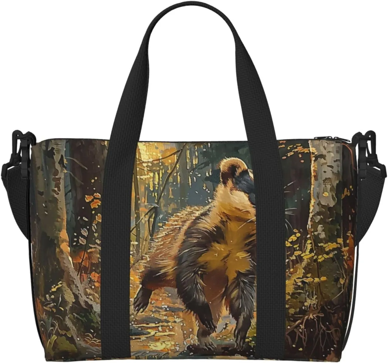 badger emerging burrow print Travel Duffel Bag, Sports Tote Gym Bag, Swim Pool Bag Large Shoulder Tote Bag for Beach Weekender