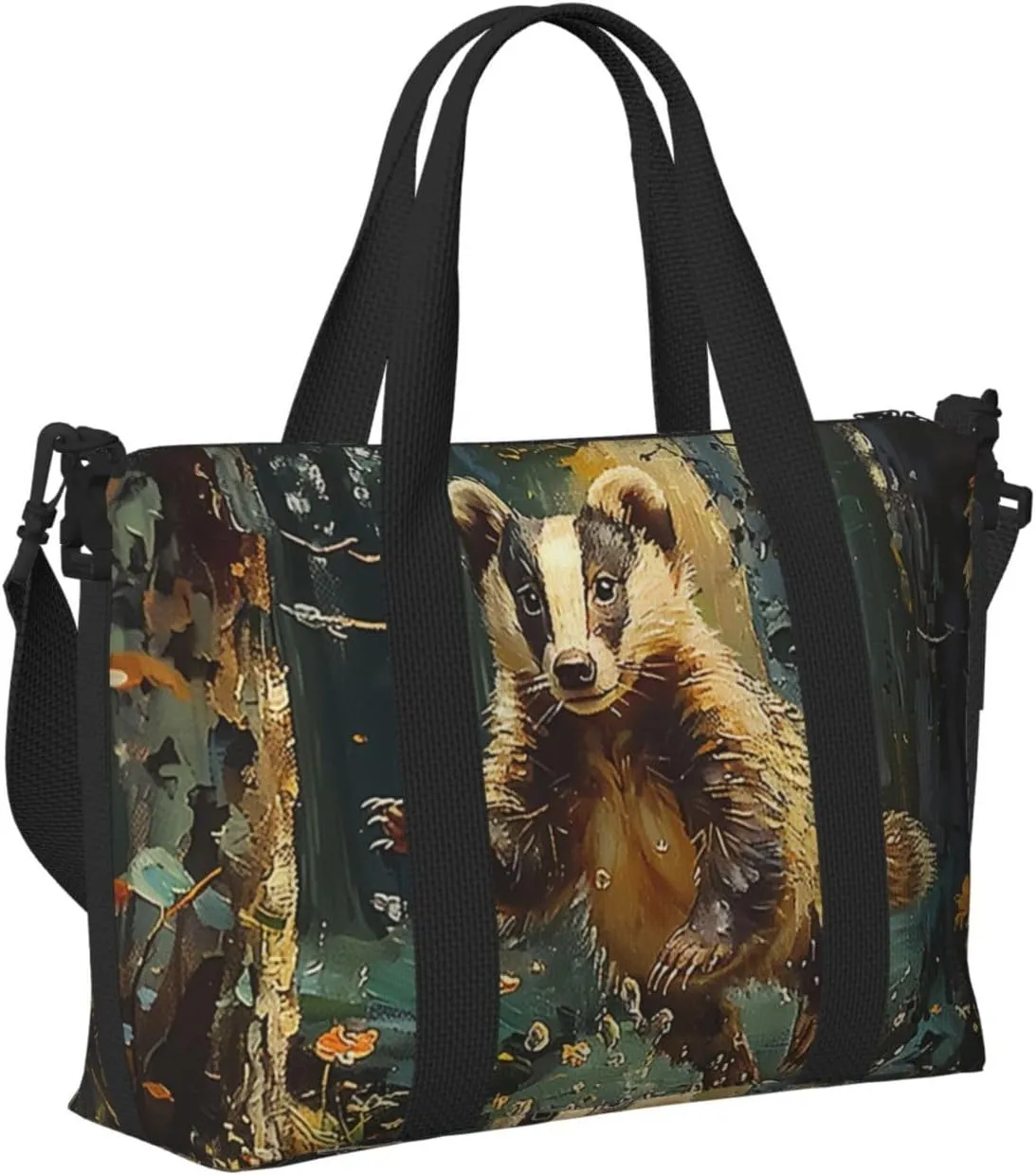 badger print Travel Duffel Bag, Sports Tote Gym Bag, Swim Pool Bag Large Shoulder Tote Bag for Beach Weekender