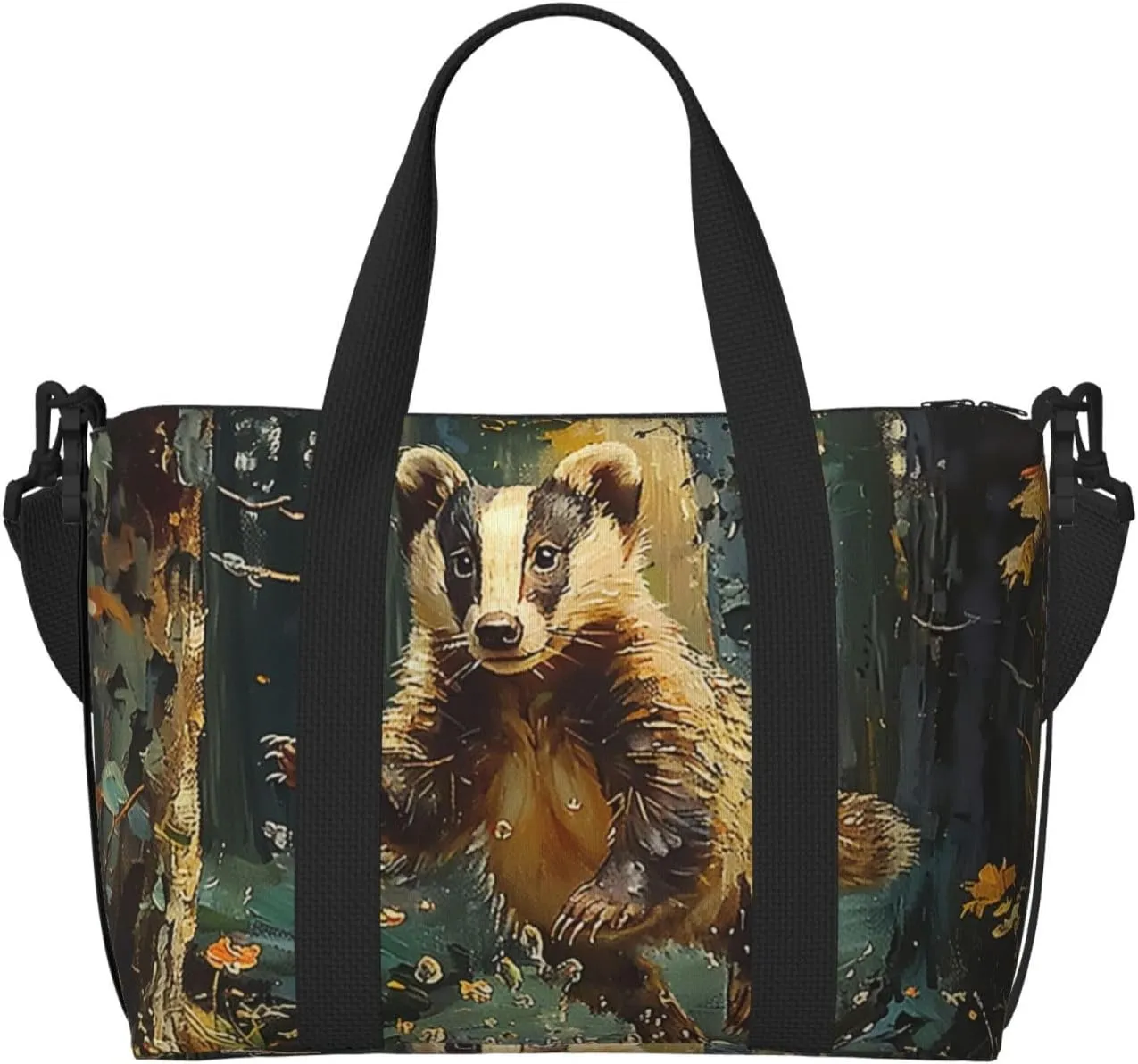 badger print Travel Duffel Bag, Sports Tote Gym Bag, Swim Pool Bag Large Shoulder Tote Bag for Beach Weekender