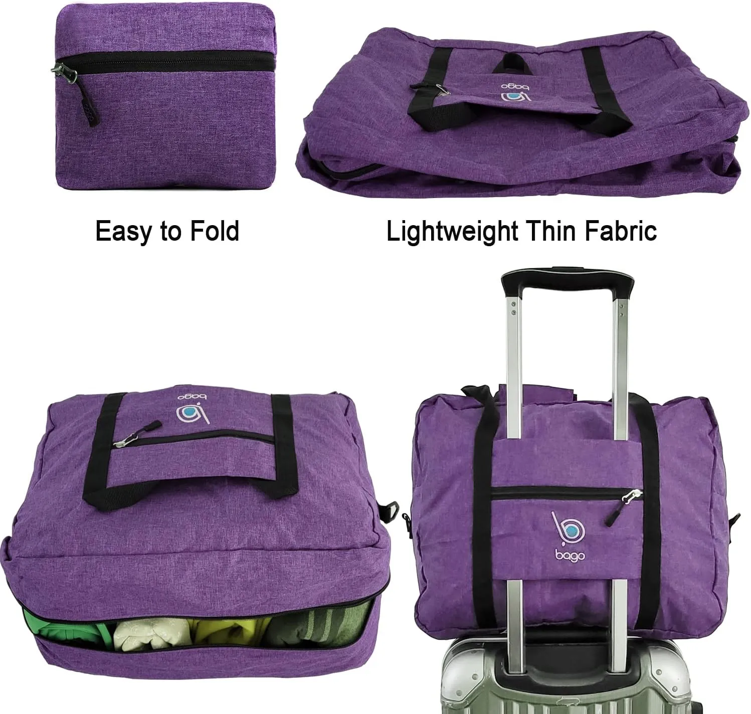 Bago Personal Item Travel Bag For Airlines - Fits As 18x14x8 inches Travel Bag Spirit & Frontier Airlines - Foldable Duffle Bag For Travel - Personal Item Bag Small Carry On Bag For Air Travel