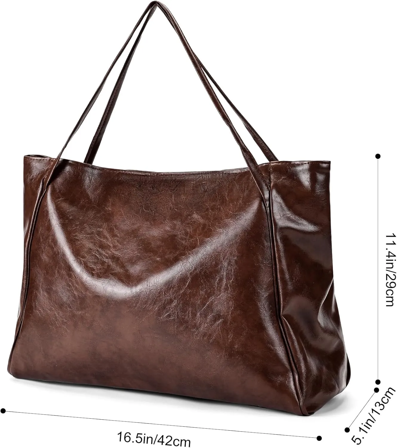 BAKUN Oversize Large Faux Leather Women Tote Handbag Big Capacity Laptop Shoulder Bag, Shopper Handbag for School Work Travel