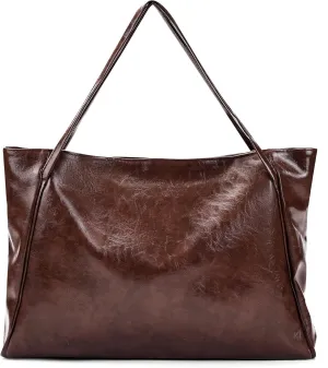 BAKUN Oversize Large Faux Leather Women Tote Handbag Big Capacity Laptop Shoulder Bag, Shopper Handbag for School Work Travel