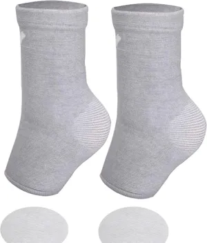 Bamboo Foot Sleeves - Ankle Compression Socks - Foot Compression Sleeves for Outdoor Sport Sport Hiking Walking(Gray, Medium)