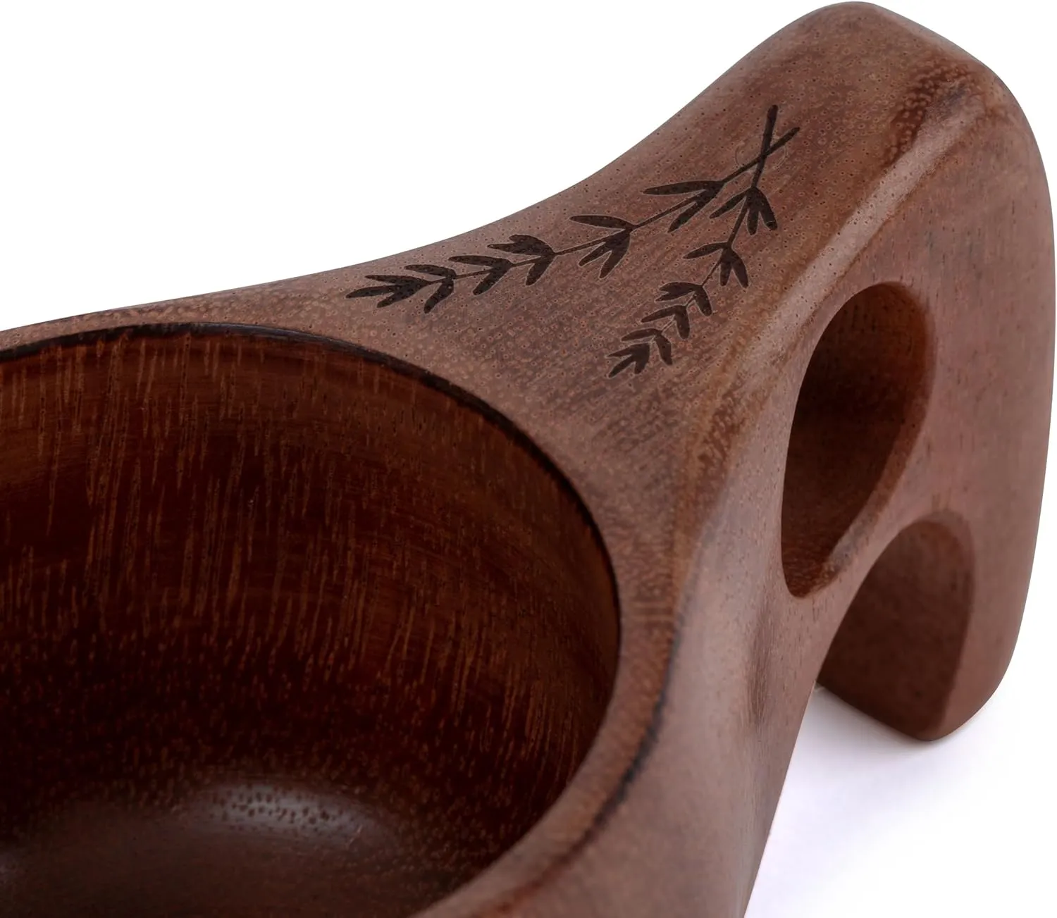Barebones Kuksa Wooden Drinking Cup - Unique Acacia Mug with Nordic Style, Ergonomic Handle, Food-Safe Coating and Leather Cord - Versatile, Sustainable for Camping or Home (4 oz)