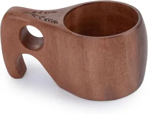 Barebones Kuksa Wooden Drinking Cup - Unique Acacia Mug with Nordic Style, Ergonomic Handle, Food-Safe Coating and Leather Cord - Versatile, Sustainable for Camping or Home (4 oz)