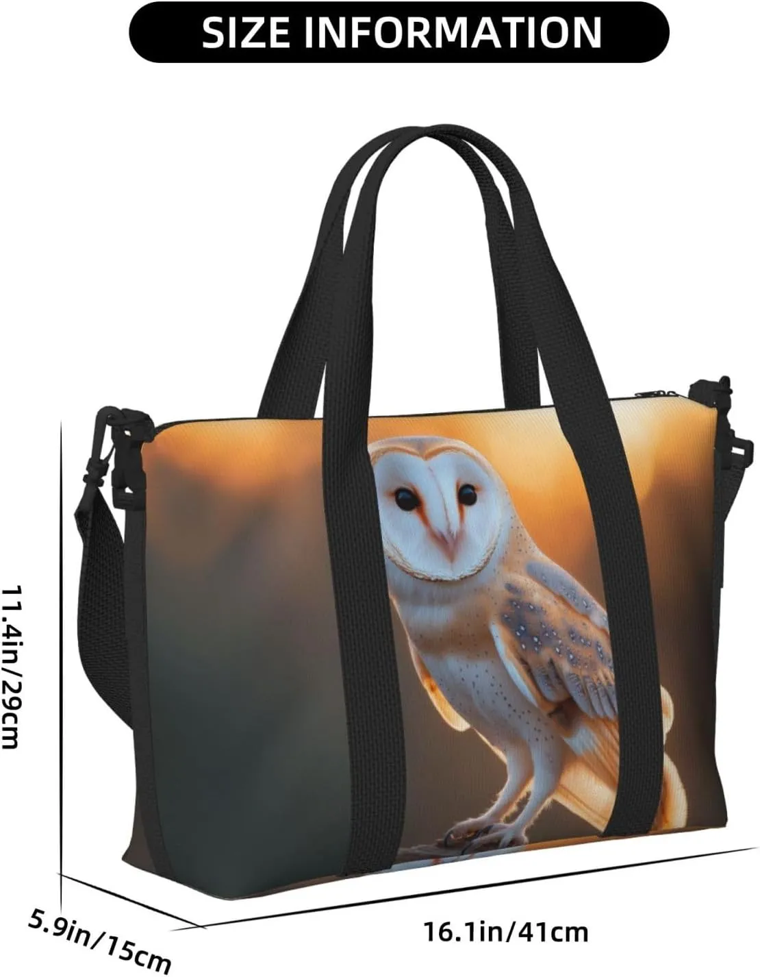 barn owl_ print Travel Duffel Bag, Sports Tote Gym Bag, Swim Pool Bag Large Shoulder Tote Bag for Beach Weekender