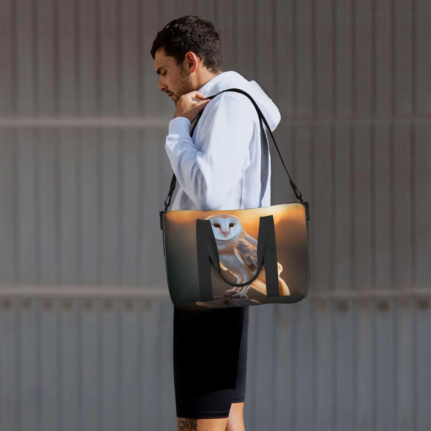 barn owl_ print Travel Duffel Bag, Sports Tote Gym Bag, Swim Pool Bag Large Shoulder Tote Bag for Beach Weekender