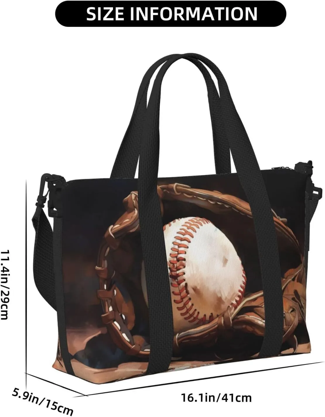 baseball print Travel Duffel Bag, Sports Tote Gym Bag, Swim Pool Bag Large Shoulder Tote Bag for Beach Weekender