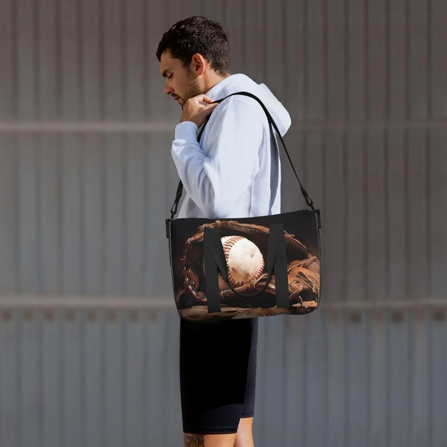 baseball print Travel Duffel Bag, Sports Tote Gym Bag, Swim Pool Bag Large Shoulder Tote Bag for Beach Weekender