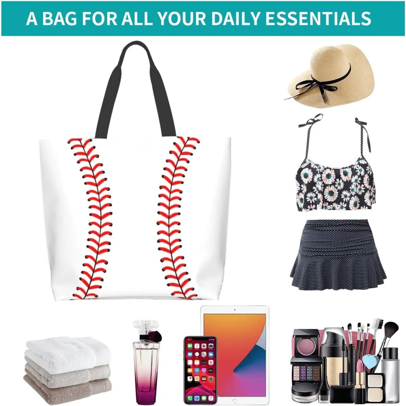 Baseball Tote Bag - Handbag, Shopping and Travel Bag for Sports Mom - Gifts for Women