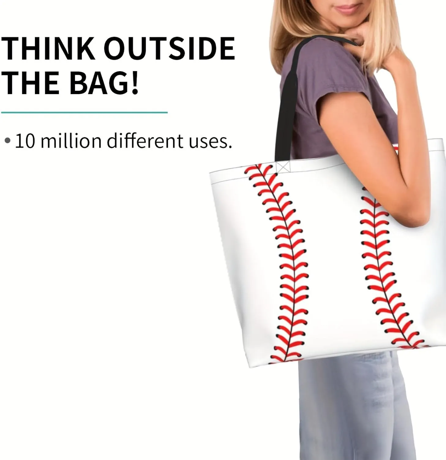 Baseball Tote Bag - Handbag, Shopping and Travel Bag for Sports Mom - Gifts for Women