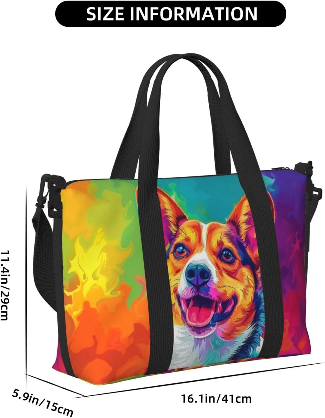 basenji dog cute print Travel Duffel Bag, Sports Tote Gym Bag, Swim Pool Bag Large Shoulder Tote Bag for Beach Weekender