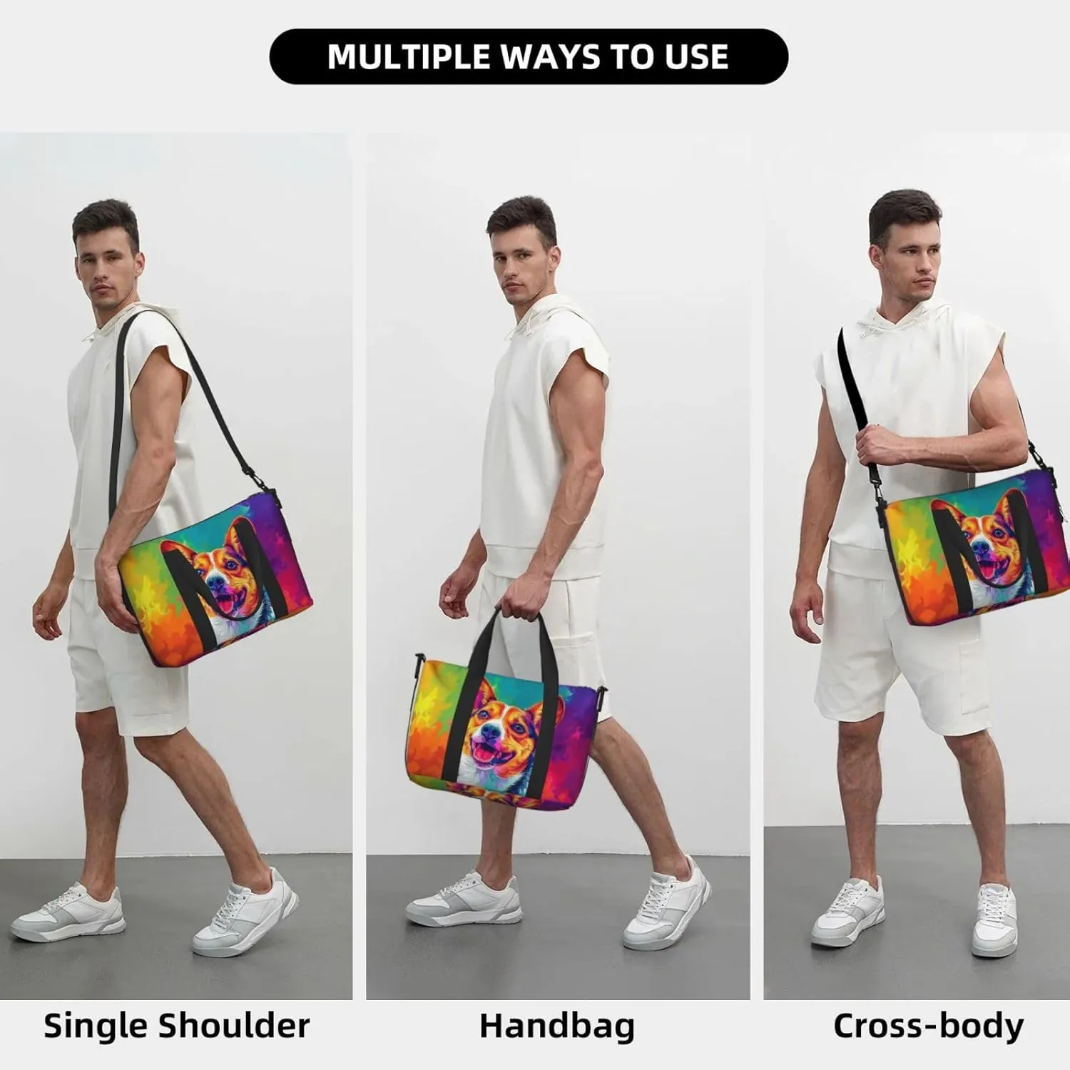 basenji dog cute print Travel Duffel Bag, Sports Tote Gym Bag, Swim Pool Bag Large Shoulder Tote Bag for Beach Weekender