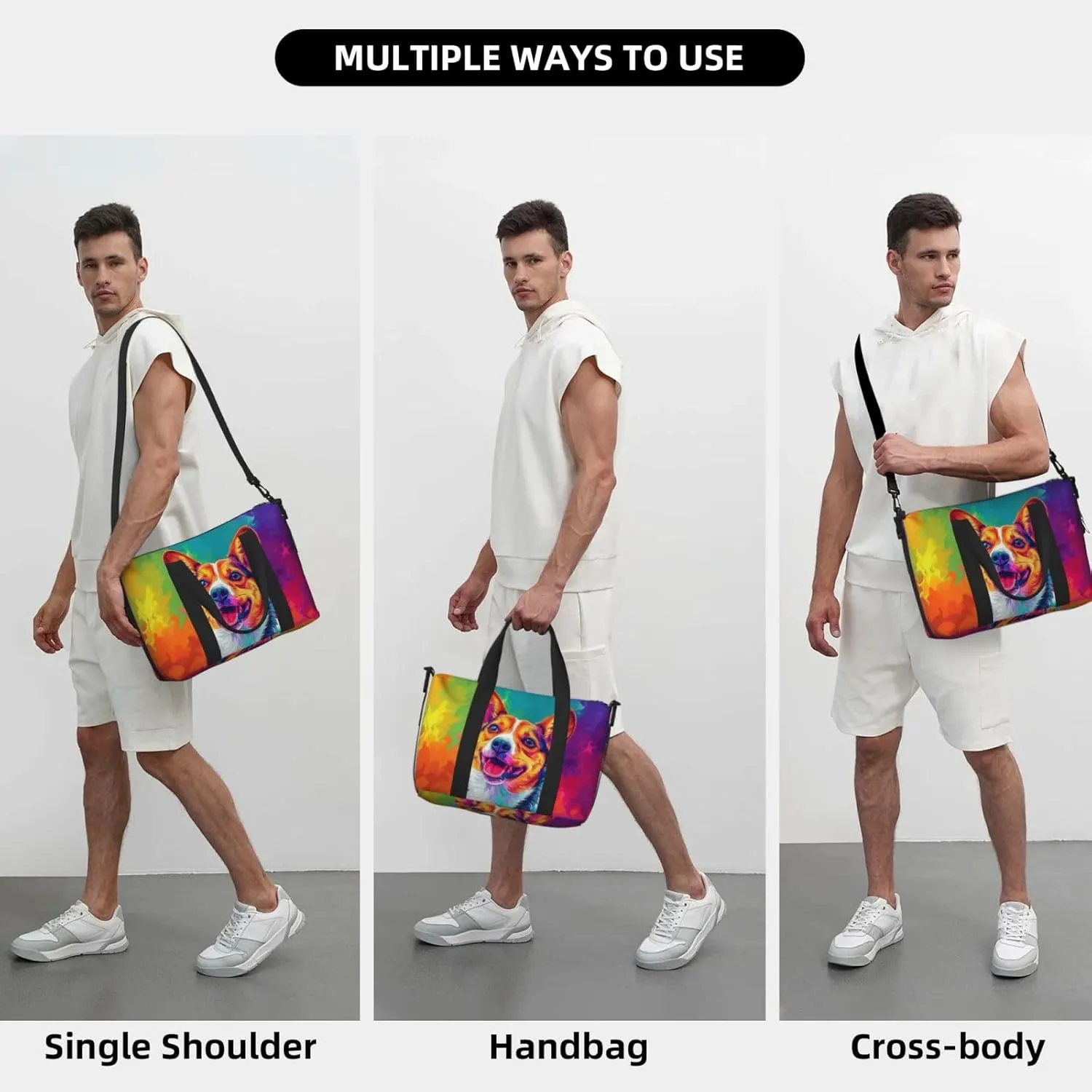 basenji dog cute print Travel Duffel Bag, Sports Tote Gym Bag, Swim Pool Bag Large Shoulder Tote Bag for Beach Weekender