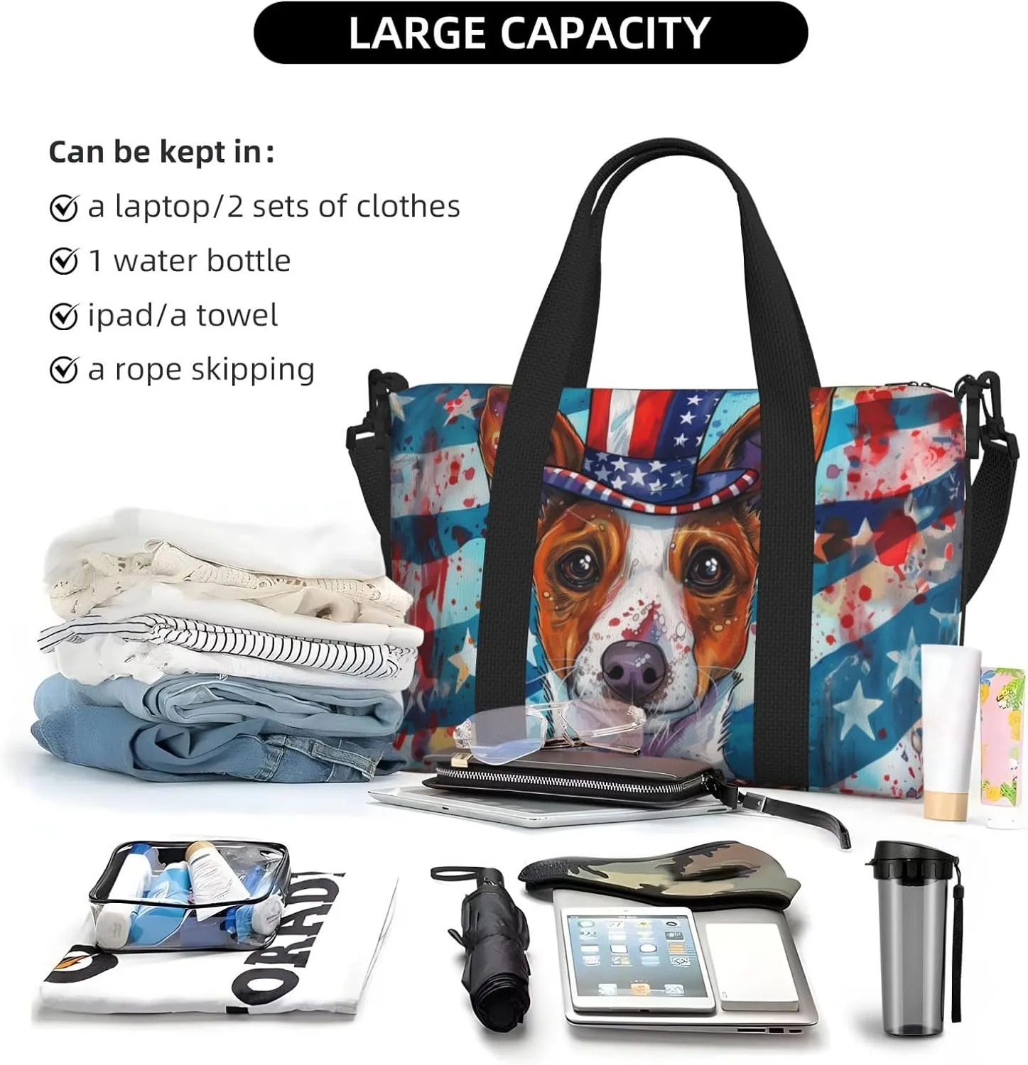 Basenji print Travel Duffel Bag, Sports Tote Gym Bag, Swim Pool Bag Large Shoulder Tote Bag for Beach Weekender, 202-406-121