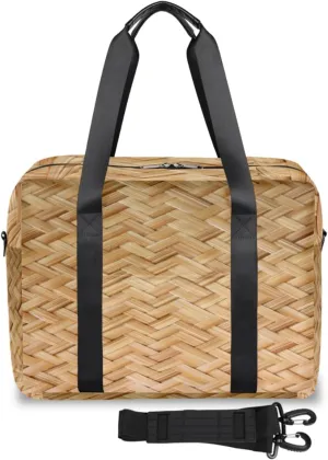 Basket Weave Design Weekender Bag, Waterproof Travel Duffel Bags, Overnight Bags for Women, Duffel Bag with Trolley Sleeve, For Men Travel Business Gym Gift