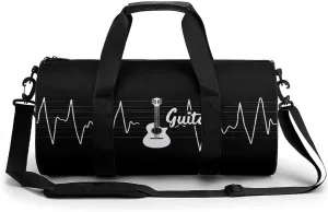 Bass Guitar Player Heartbeat Print Gym Sport Bag Travel Duffel Bags Weekender Carry on Tote Bags for Women Men