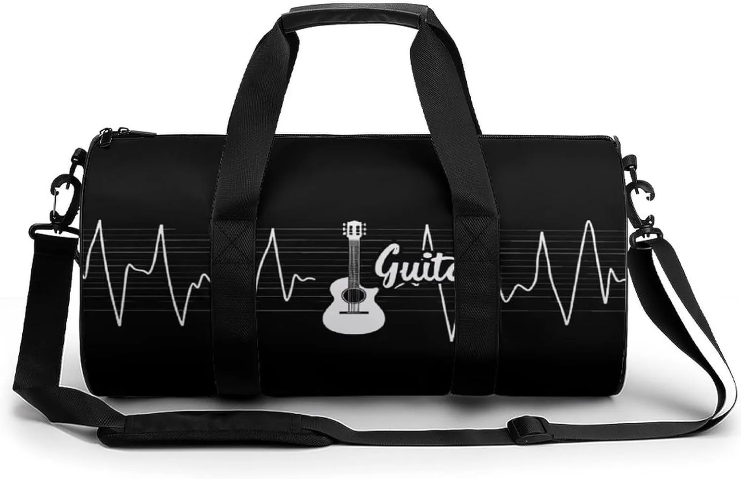 Bass Guitar Player Heartbeat Print Gym Sport Bag Travel Duffel Bags Weekender Carry on Tote Bags for Women Men