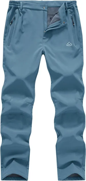 BASUDAM Men's Utility Work Pants Snow Waterproof Softshell Winter Fleece Lined Insulated Outdoor Mountain