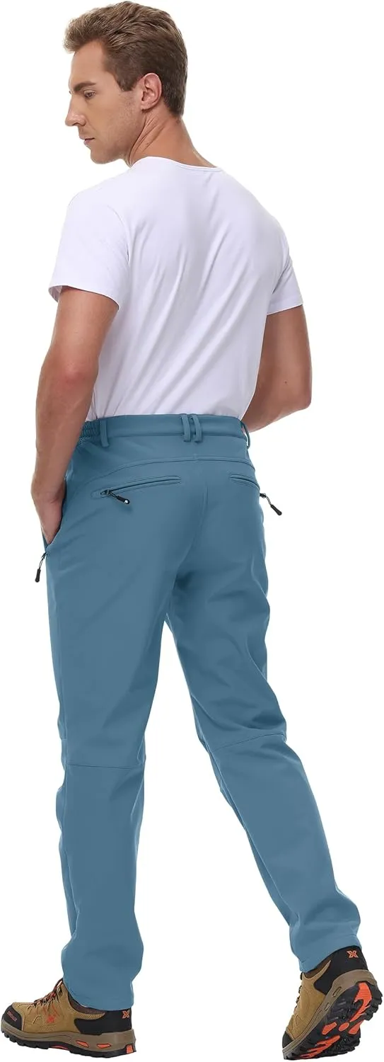 BASUDAM Men's Utility Work Pants Snow Waterproof Softshell Winter Fleece Lined Insulated Outdoor Mountain