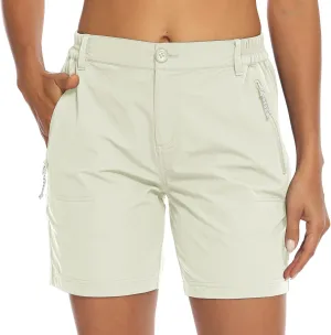 BASUDAM Women's Hiking Shorts Quick Dry Stretch Water Resistant Lightweight Outdoor Zipper Pockets