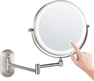 Bathroom Mirror, Makeup Mirror, 8 Inch Double-Sided Wall Mounted Foldable Bathroom Cosmetic Mirror(Nickel,5X)