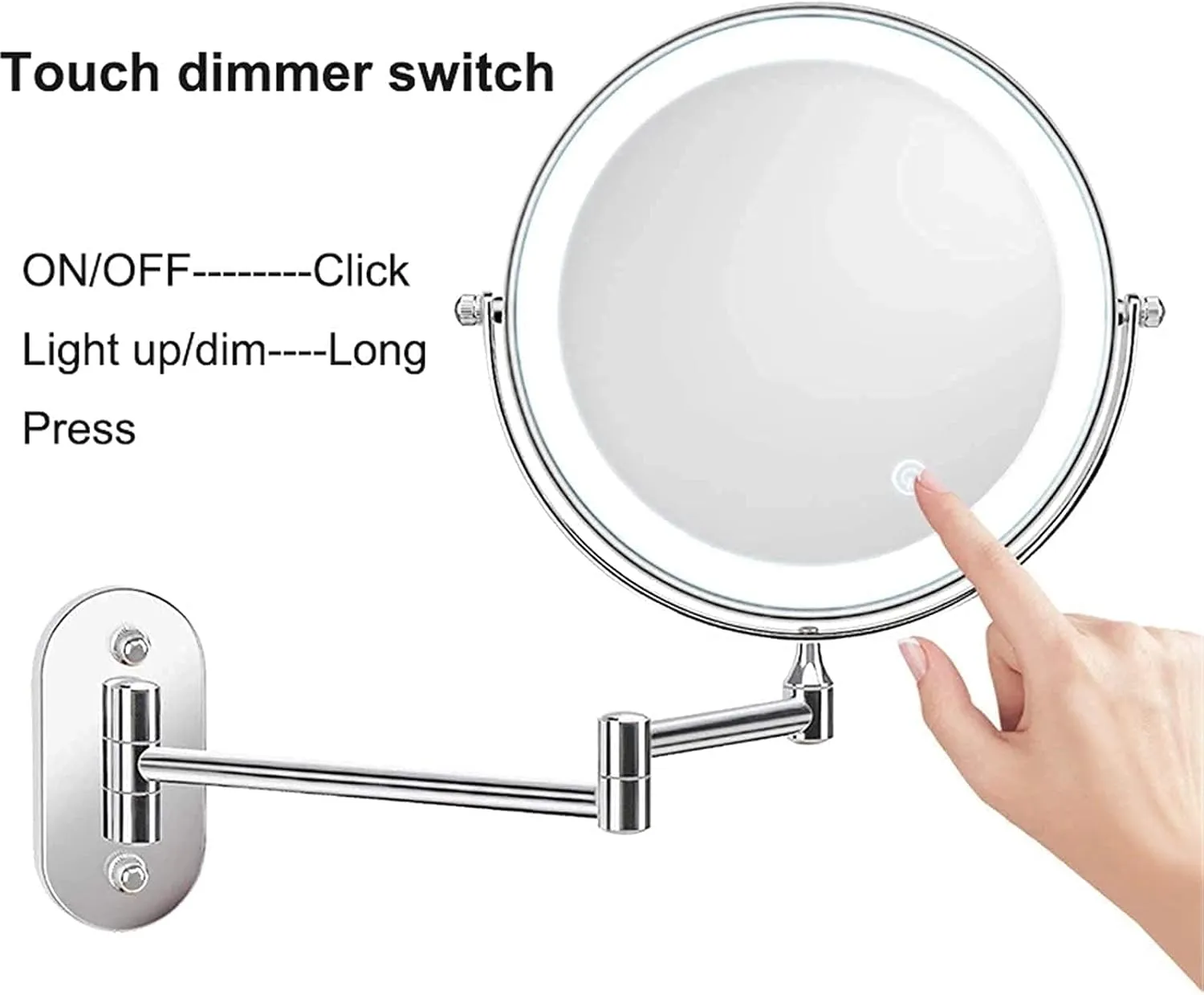 Bathroom Mirror, Makeup Mirror, 8 Inch Double-Sided Wall Mounted Foldable Bathroom Cosmetic Mirror(Nickel,5X)