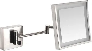 Bathroom Mirror, Wall-Mounted Makeup Mirror Three Double Side Side Square Vanity Heart Mirror Stretched Built-in Lithium Battery (Color : #1)