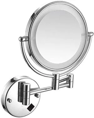 Bathroom Shaving Mirror Wall Mounted 8 Inch USB Charge Makeup Mirror with LED Lights and 1x/3x Magnification Vanity Mirror