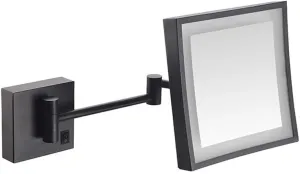 Bathroom Shaving Mirror Wall Mounted USB Charge Makeup Mirror with LED Lights and 3X Magnification Single Side Square Vanity Mirror Extendable Built-in Lithium Battery 20x20CM (Color : #5)