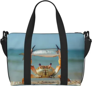 beach summer crab fish print Travel Duffel Bag, Sports Tote Gym Bag, Swim Pool Bag Large Shoulder Tote Bag for Beach Weekender