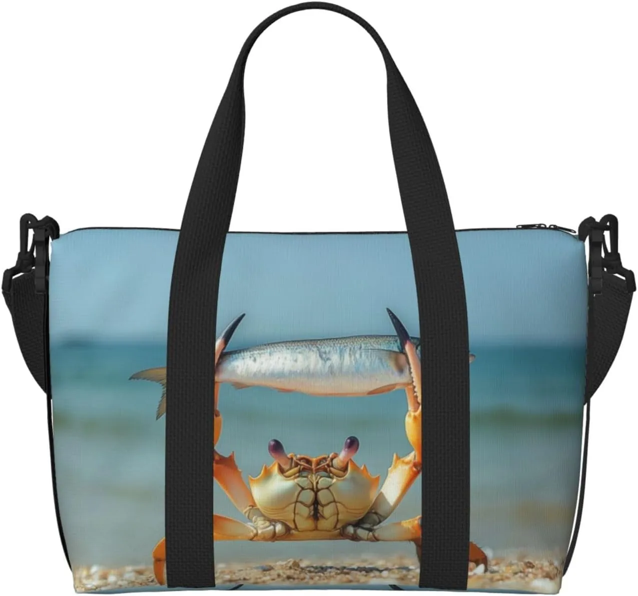 beach summer crab fish print Travel Duffel Bag, Sports Tote Gym Bag, Swim Pool Bag Large Shoulder Tote Bag for Beach Weekender