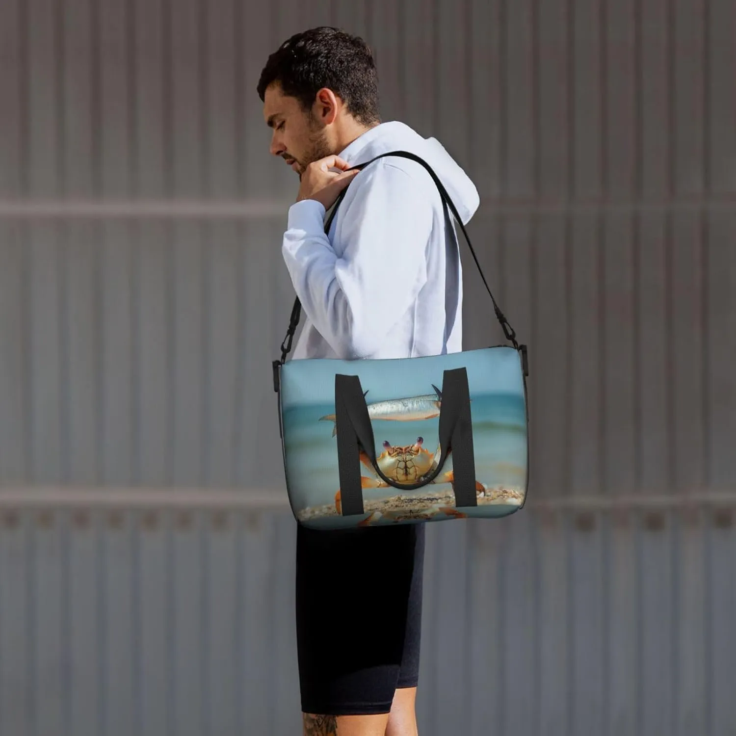 beach summer crab fish print Travel Duffel Bag, Sports Tote Gym Bag, Swim Pool Bag Large Shoulder Tote Bag for Beach Weekender