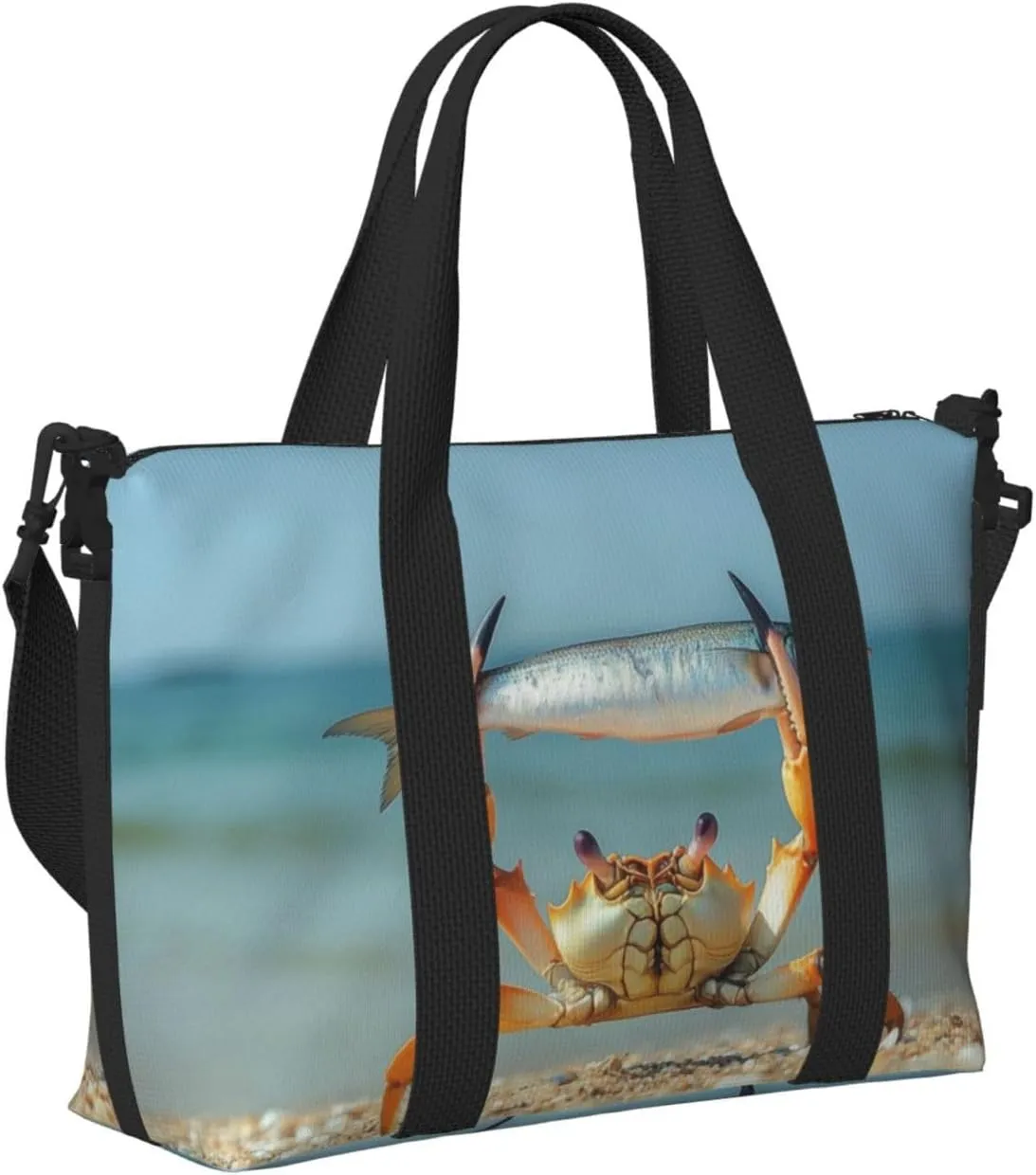 beach summer crab fish print Travel Duffel Bag, Sports Tote Gym Bag, Swim Pool Bag Large Shoulder Tote Bag for Beach Weekender