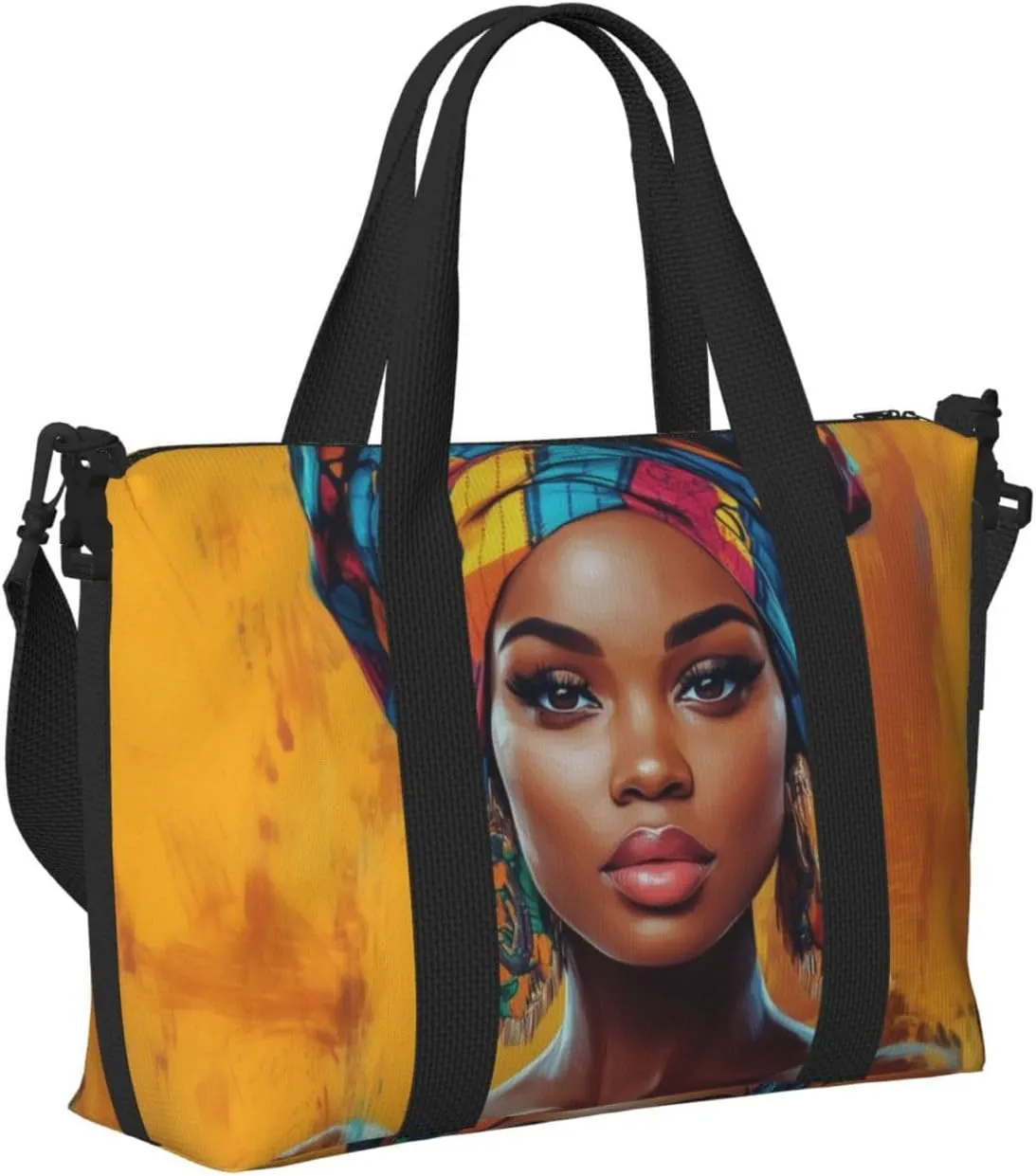Beautiful African woman print Travel Duffel Bag, Sports Tote Gym Bag, Swim Pool Bag Large Shoulder Tote Bag for Beach Weekender
