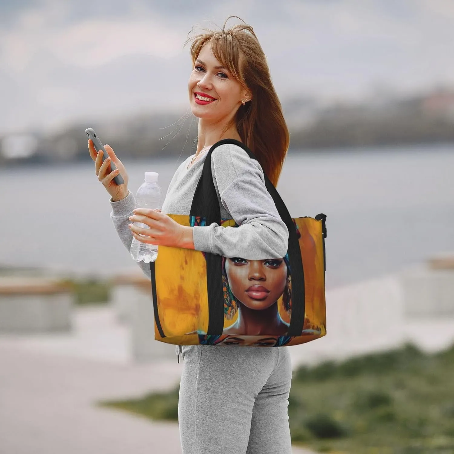 Beautiful African woman print Travel Duffel Bag, Sports Tote Gym Bag, Swim Pool Bag Large Shoulder Tote Bag for Beach Weekender