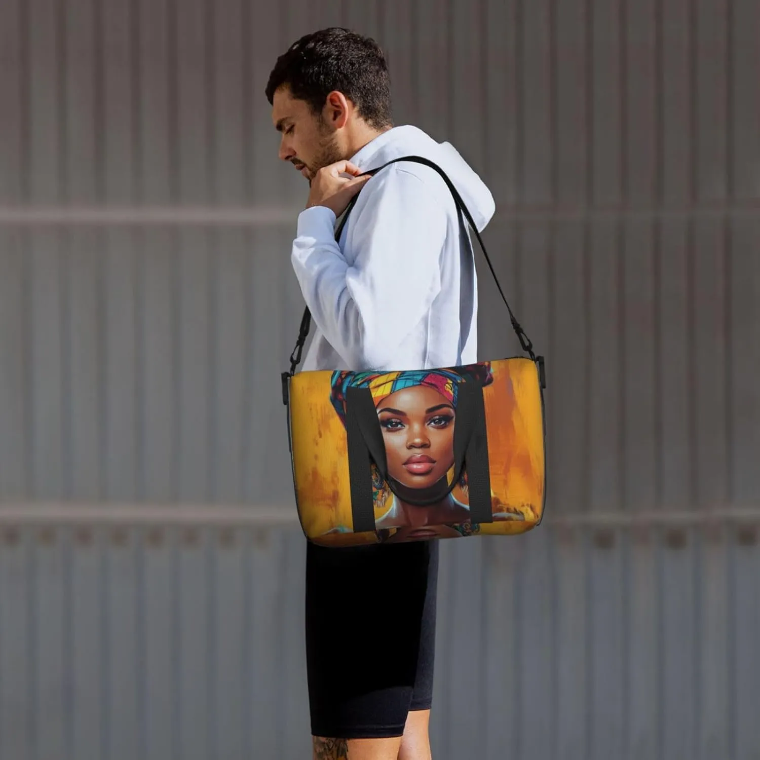 Beautiful African woman print Travel Duffel Bag, Sports Tote Gym Bag, Swim Pool Bag Large Shoulder Tote Bag for Beach Weekender