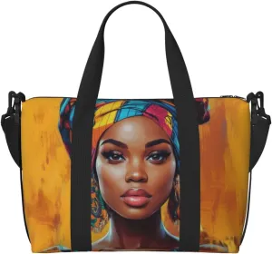 Beautiful African woman print Travel Duffel Bag, Sports Tote Gym Bag, Swim Pool Bag Large Shoulder Tote Bag for Beach Weekender
