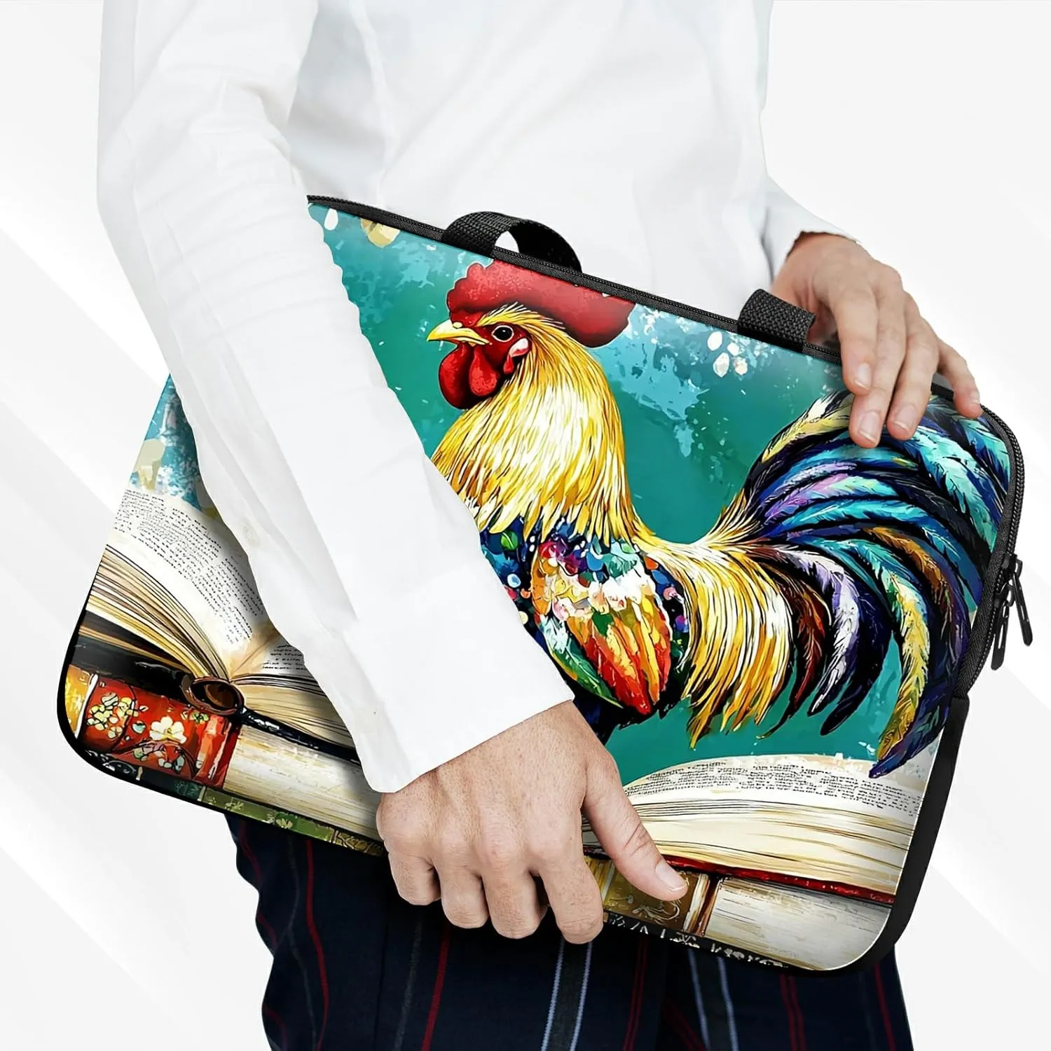 Beautiful Big Cock Theme Laptop Sleeve Case Notebook Sleeve PC Messenger Bag Durable Travel Laptop Bag HandBag 13-14 Inch with Handle for Laptop/Notebook/Tablet Laptop