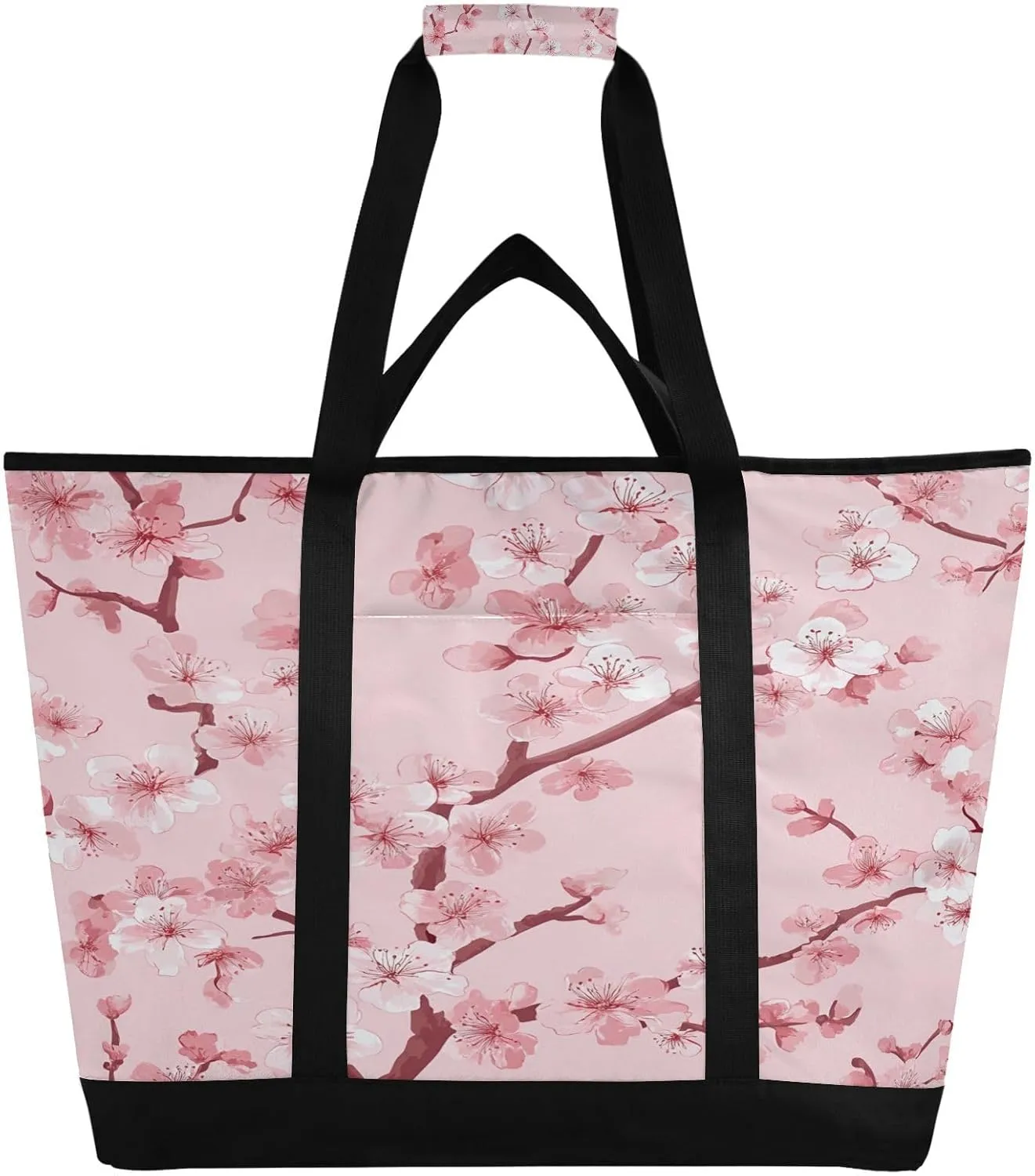 Beautiful Cherry Blossoms Reusable Insulated Lunchbox Cooler Bag, Leakproof Kitchen Grocery Bag Collapsible Portable Cooler Tote Bag for Picnic, Camping, Office, Travel